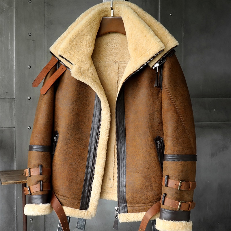 B3 Men's Shearling Jacket Flight Jacket Imported Wool From Australia ...