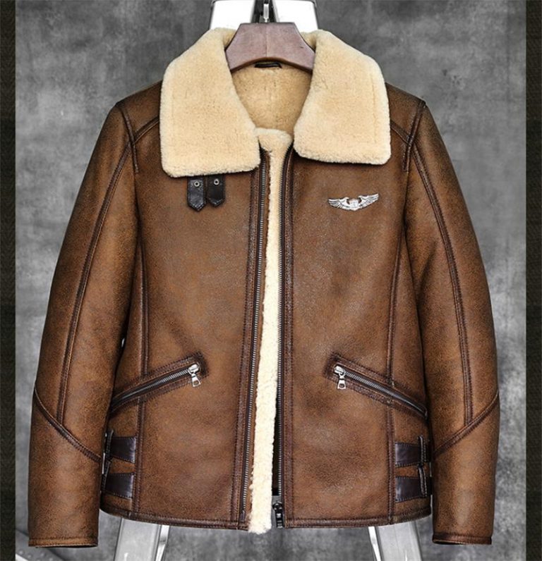 Mens B-3/B6 Sheepskin Shearling Bomber Jacket - King of Cocaine