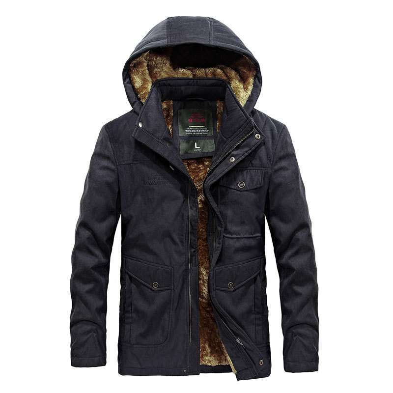 Winter Fleece Warm Parkas & Down Mens Hooded Jacket - size M - 3XL ...