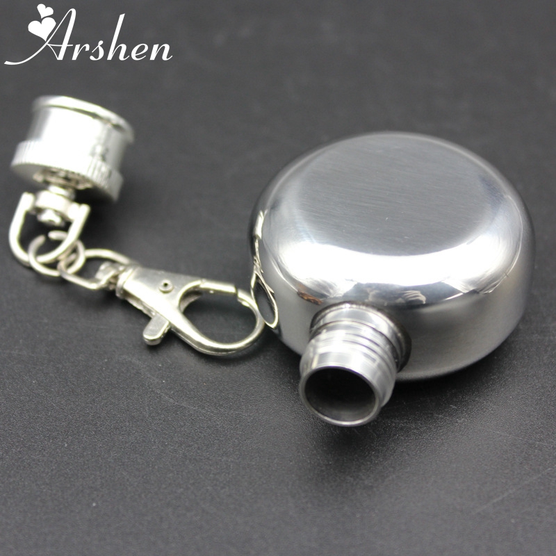 1oz 28ml Portable Mini Stainless Steel Flask Wine Bottle with Keychain 
