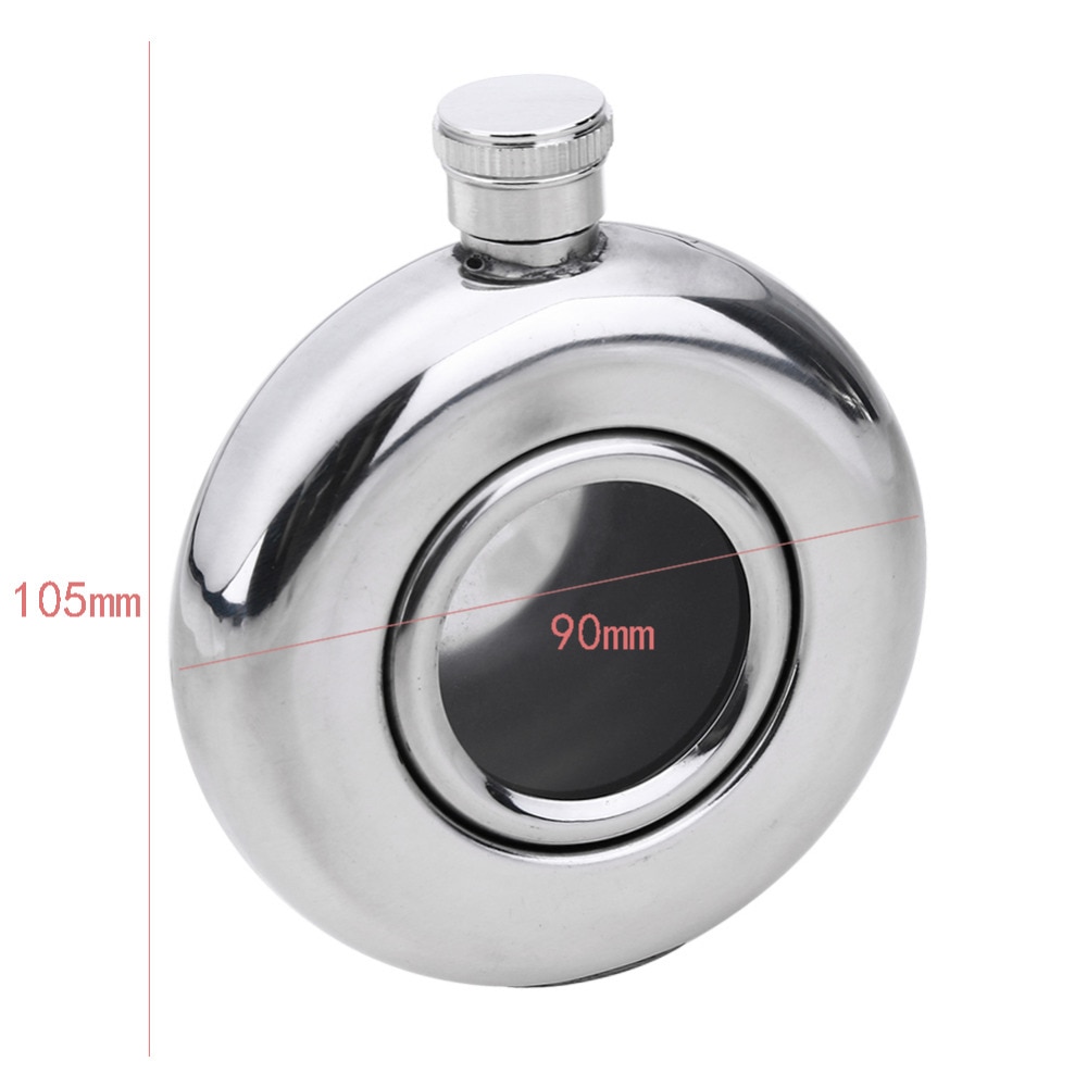 Details about   FLASK 5oz Round w/ Clear Window Stainless Steel Screw Cap Pocket Liquor Whiskey 