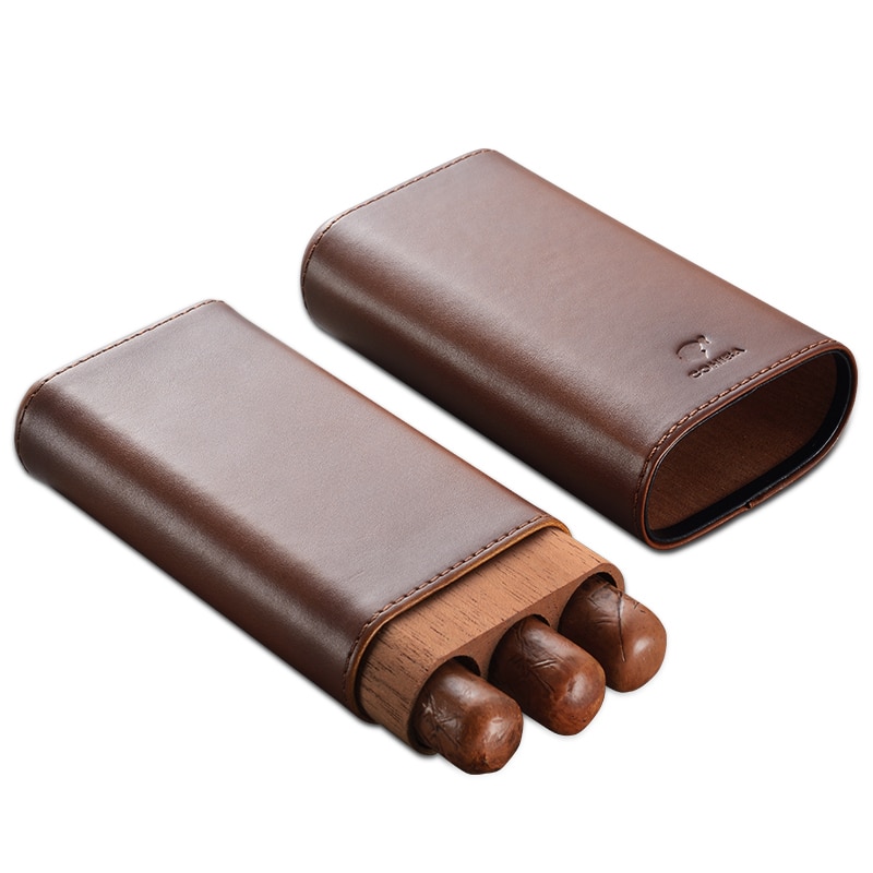 Mantello Luxury Portable 3 Holder Cigar Case Set with Cigar Cutter