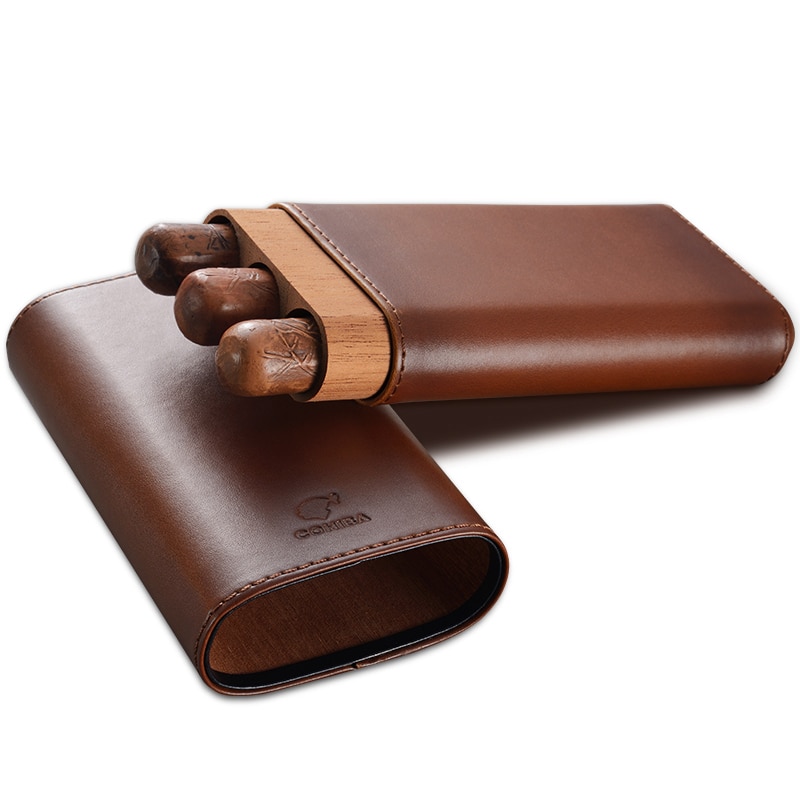 3pcs Portable Cigar Leather Case Box Three Per Package Cigar Case