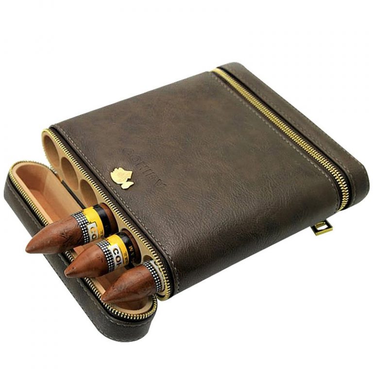 Travel Cigar Case Box Holder Mini Humidor Storage Boxs PU Leather and