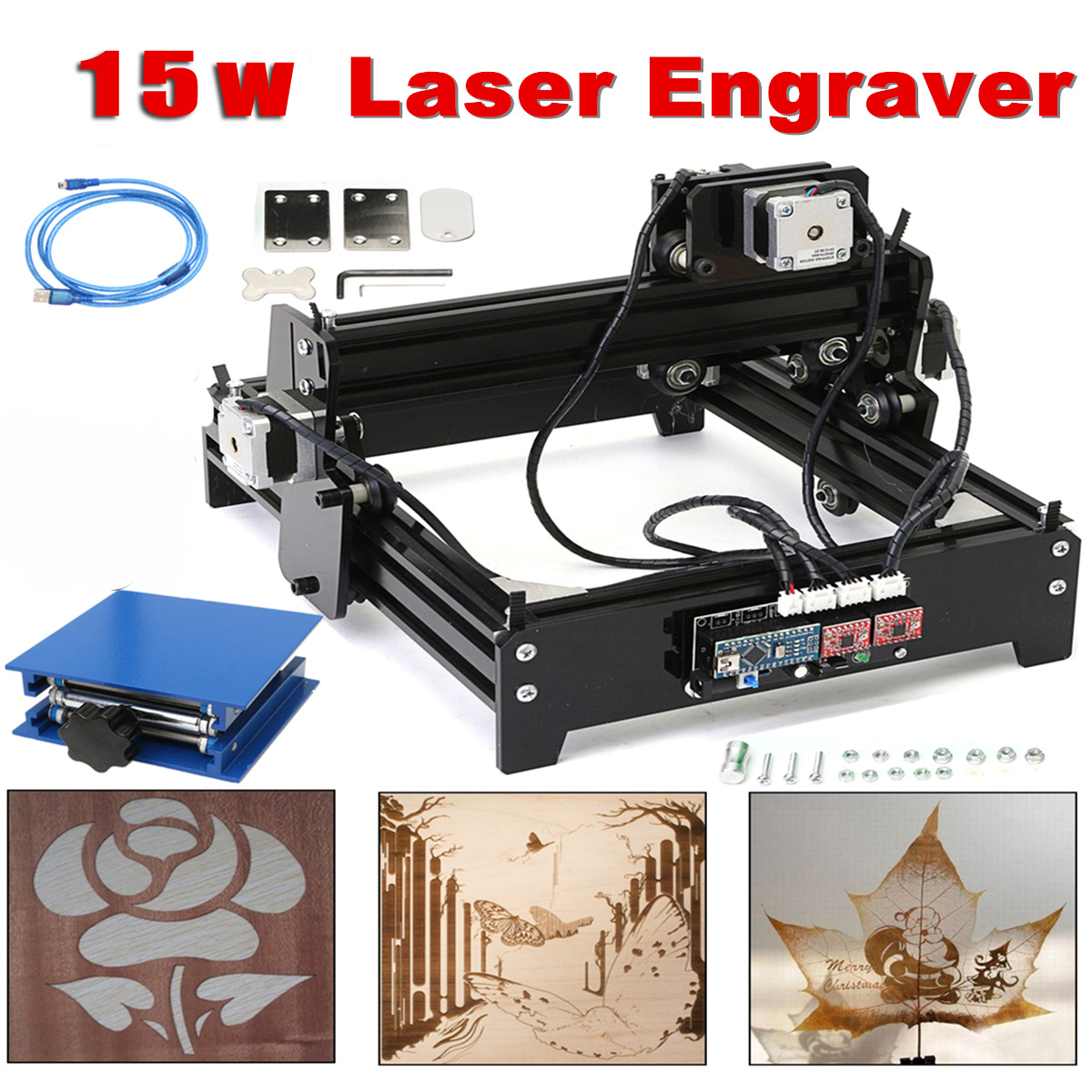 15W USB CNC Laser Engraver Metal Marking Machine Wood Cutter 50cm*65cm DIY  Kit