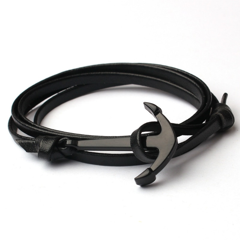 Anchor  Rope Leather Bracelet For Men