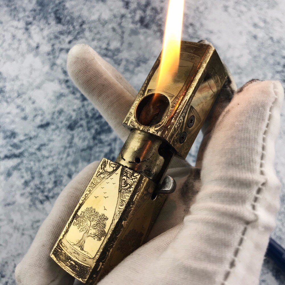 Brass painting 1918 automatic handwork mechanical Lighter