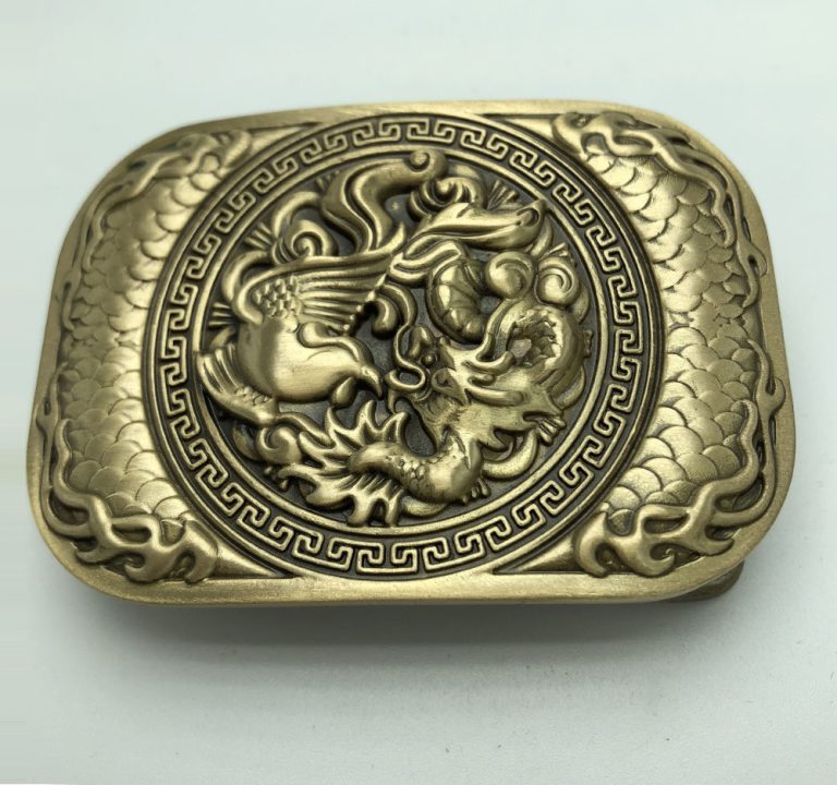 3D Phoenix Dragon Solid Brass Men belt buckle - 4cm - King of Cocaine