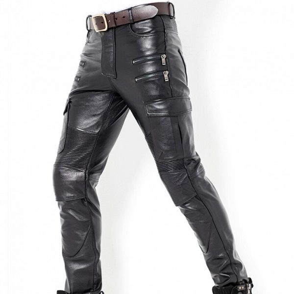 black leather skinny pants mens