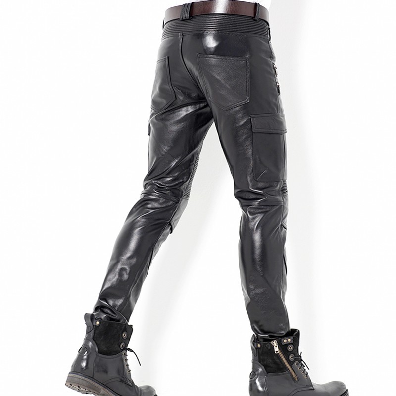 mens leather skinny jeans