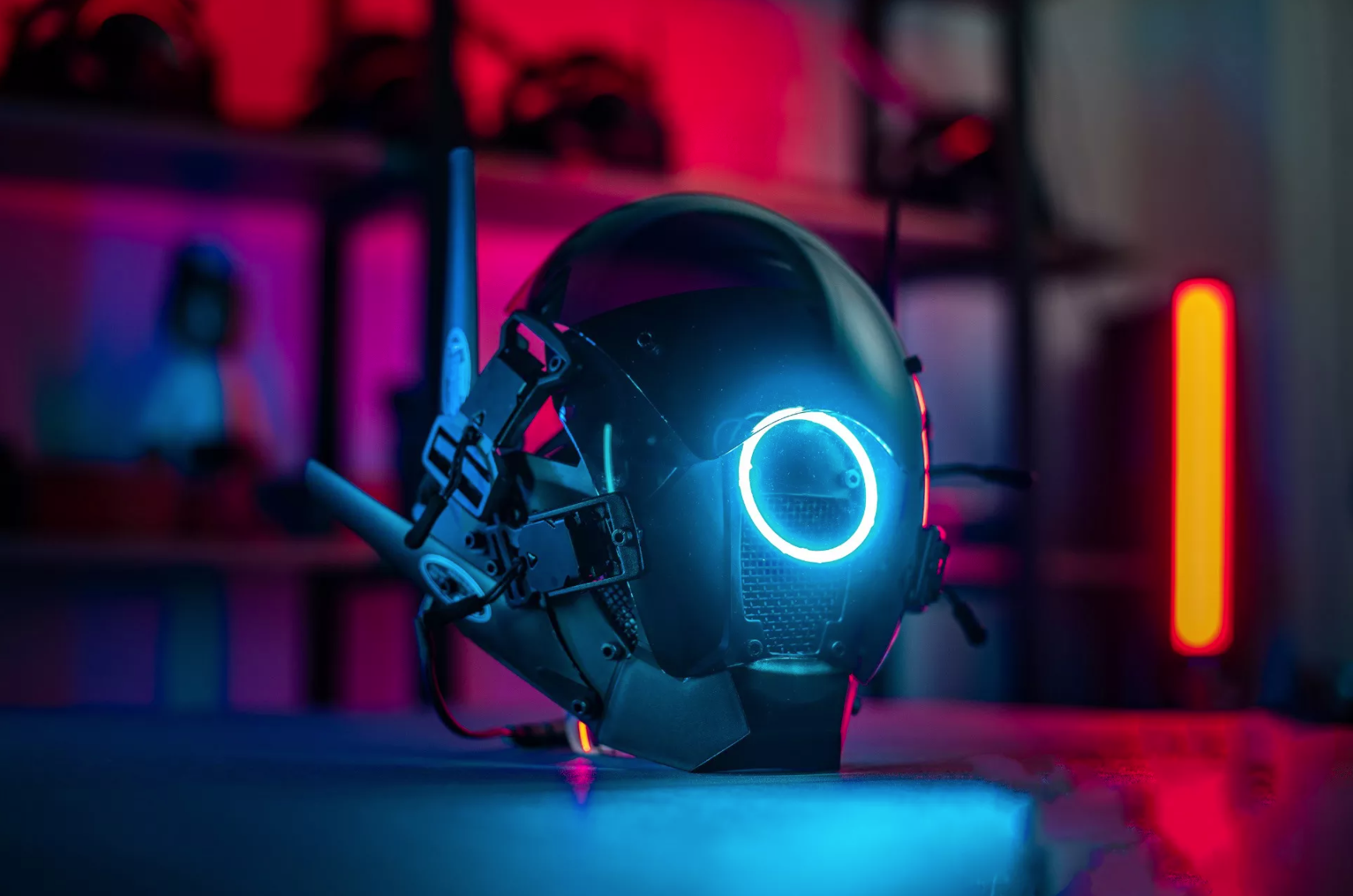 Cyberpunk Helmet Mask with Light Halloween Cosplay
