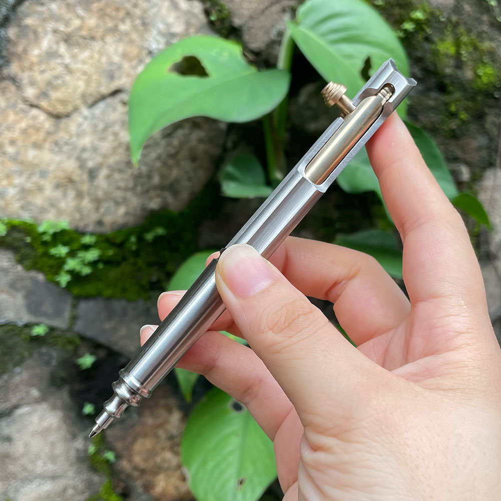 EDC Bolt-Action Pen in Stainless Steel