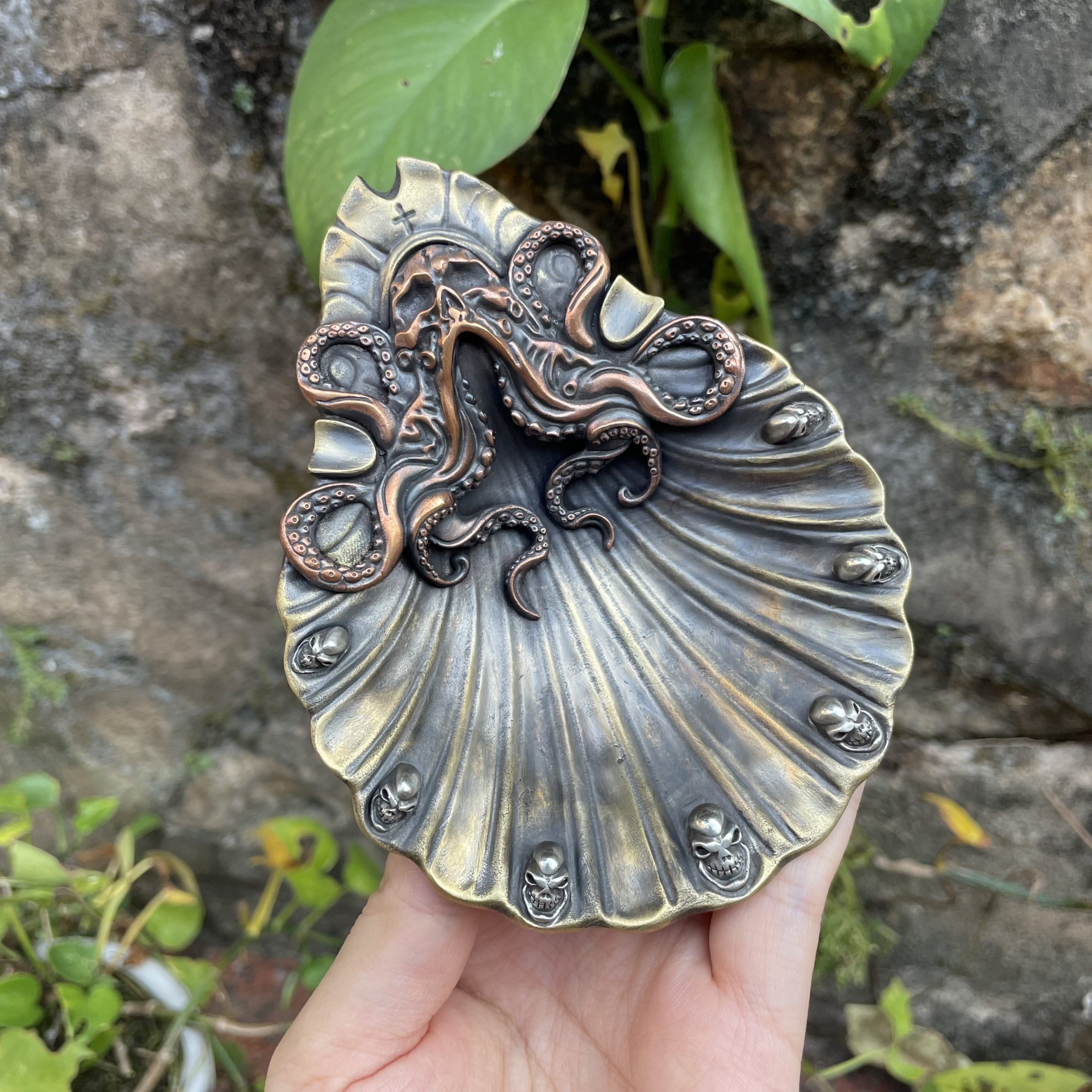 The “Kraken Skull” Solid Brass Desktop Ashtray