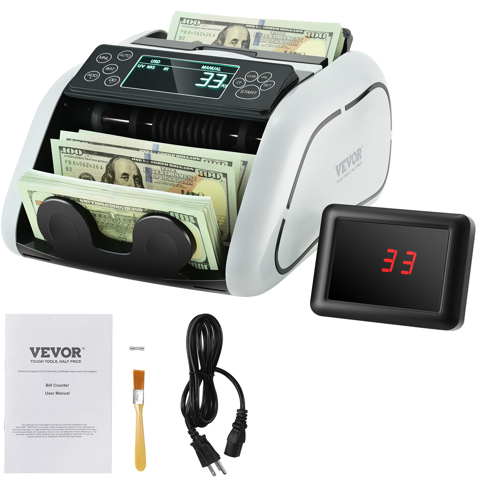 VEVOR High-Speed Money Counter with 4-Stage Counterfeit Detection