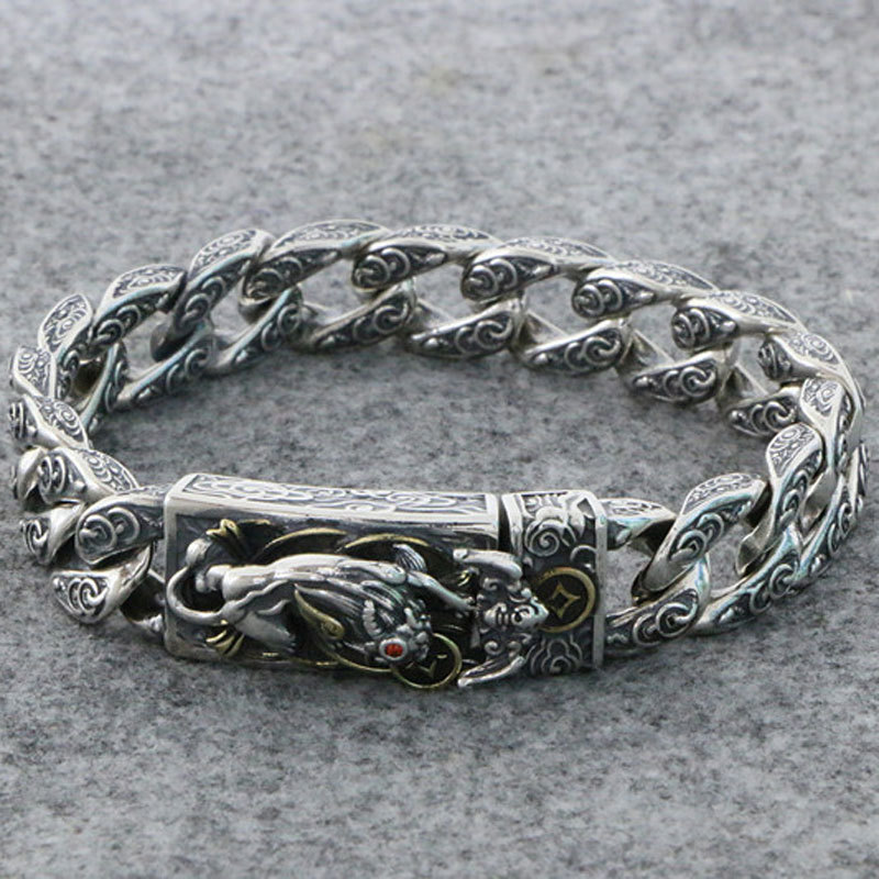 Men’s “Bully” Bracelet in Rough, Handcrafted 925 Silver