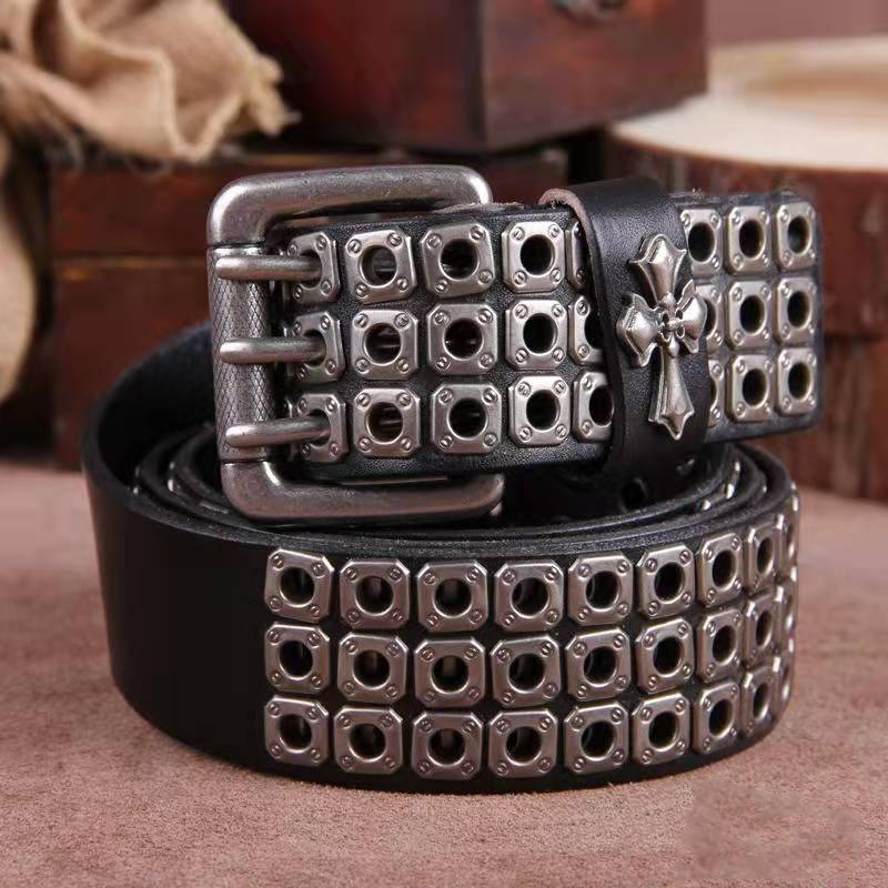 Men’s ‘Heavy Metal’ Studded Cowhide Belt
