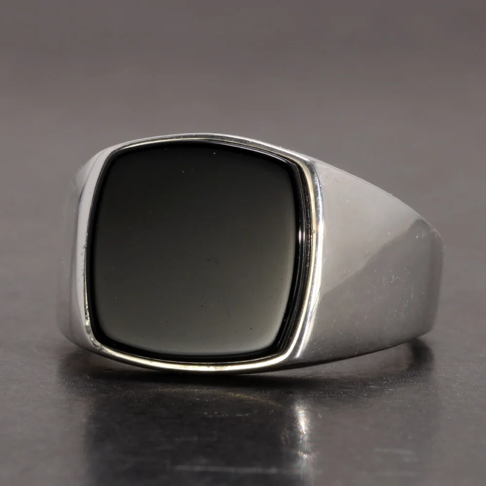 The ‘Modernist’ – A Men’s 925 Silver Ring with Square Natural Stone